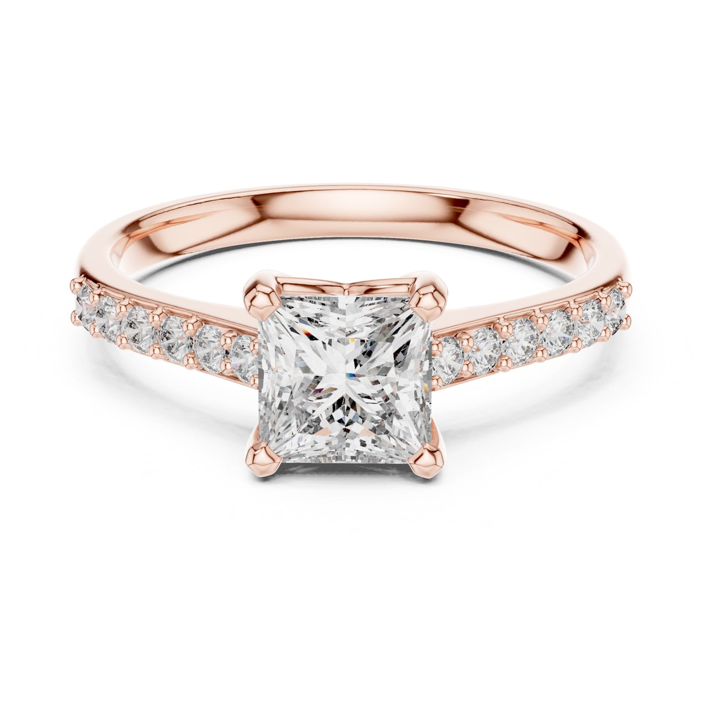 Vera 1 Carat Princess Lab Grown Diamond Graduated Engagement Ring