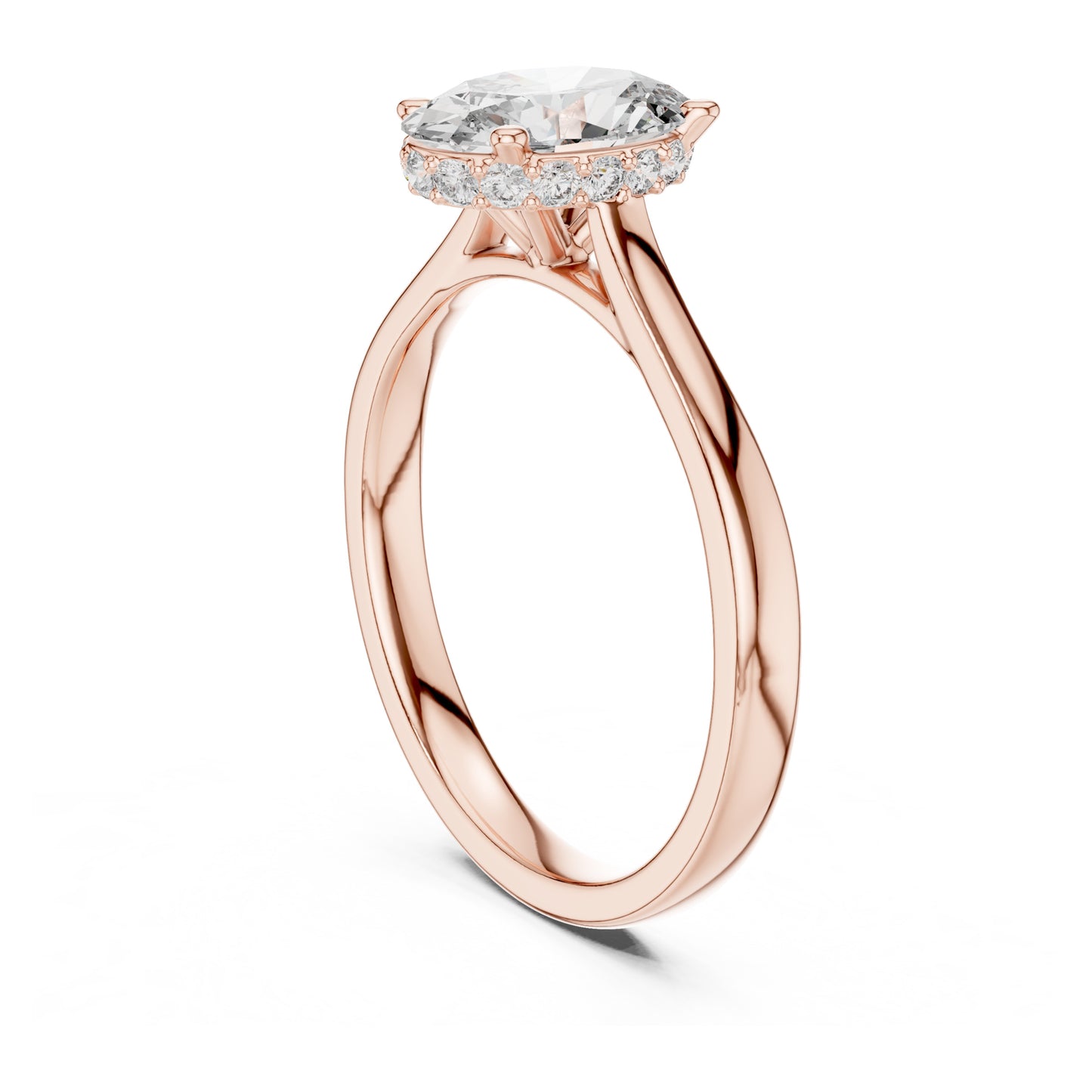Celeste 2 Carat Oval Lab Grown Diamond Graduated Halo Ring