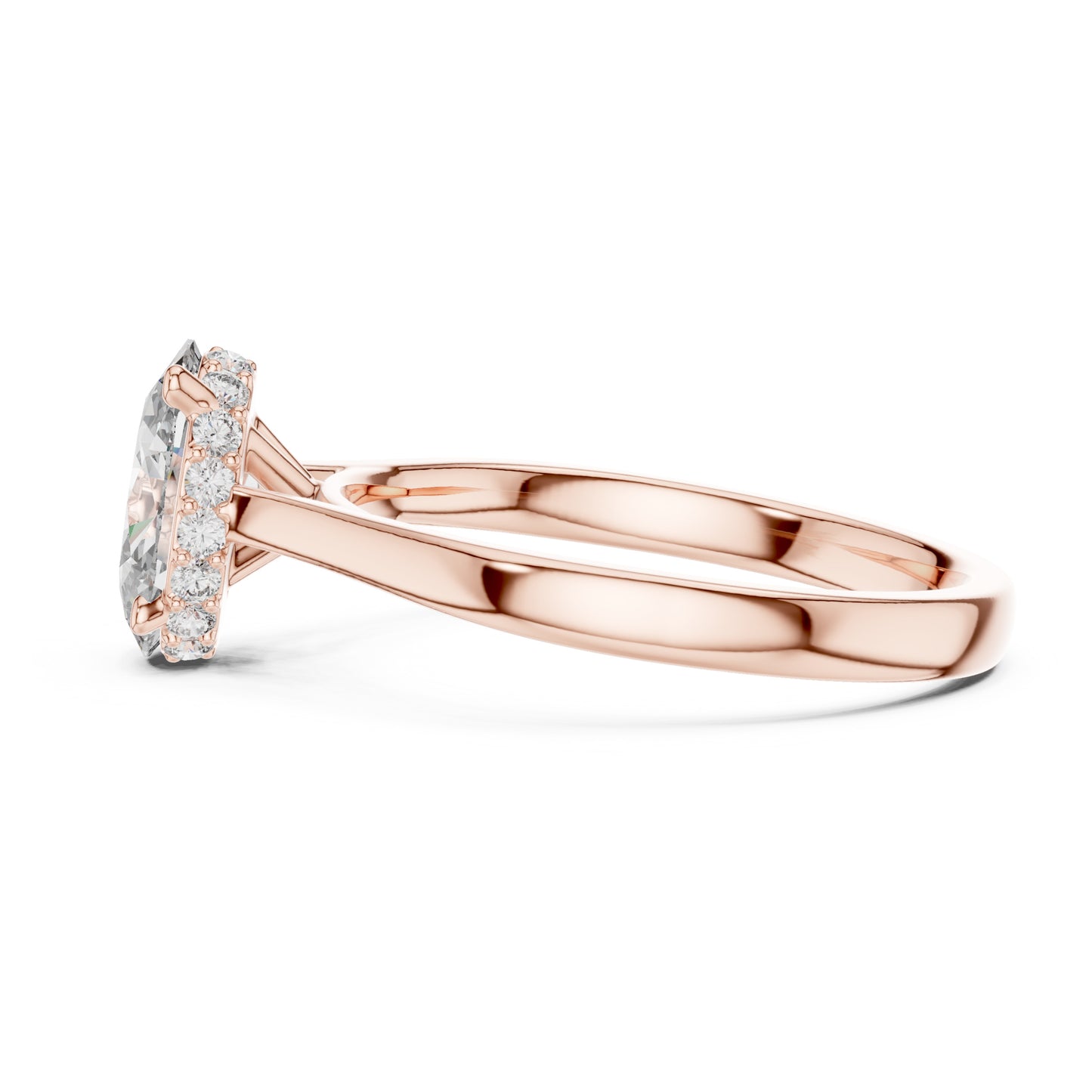 Celeste 2 Carat Oval Lab Grown Diamond Graduated Halo Ring