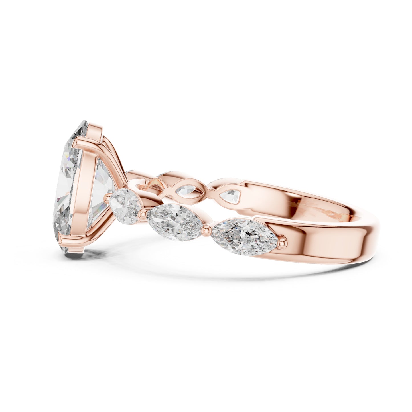 Flora 2 Carat Oval Lab Grown Diamond Graduated Engagement Ring