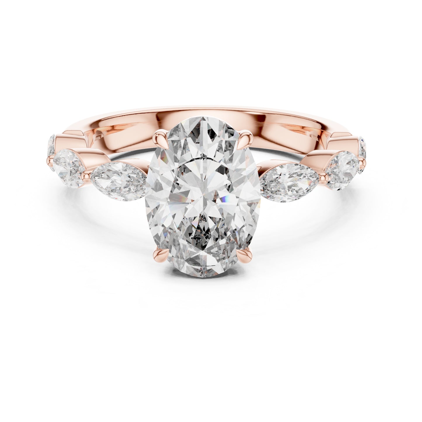 Flora 2 Carat Oval Lab Grown Diamond Graduated Engagement Ring