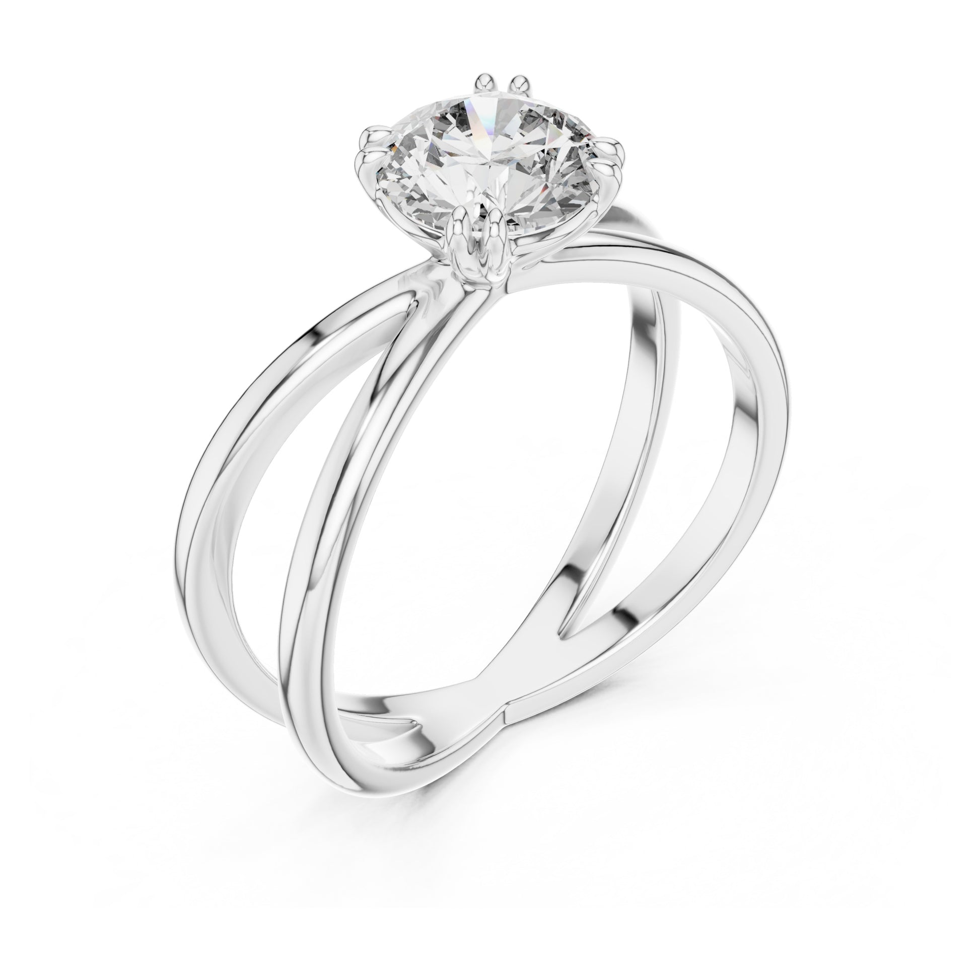 Livia 1 Carat Round Lab Grown Diamond Split Shank Engagement Ring