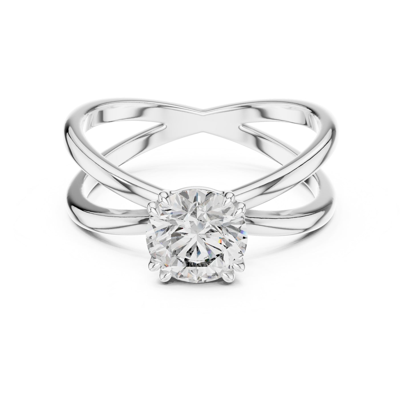 Livia 1 Carat Round Lab Grown Diamond Split Shank Engagement Ring