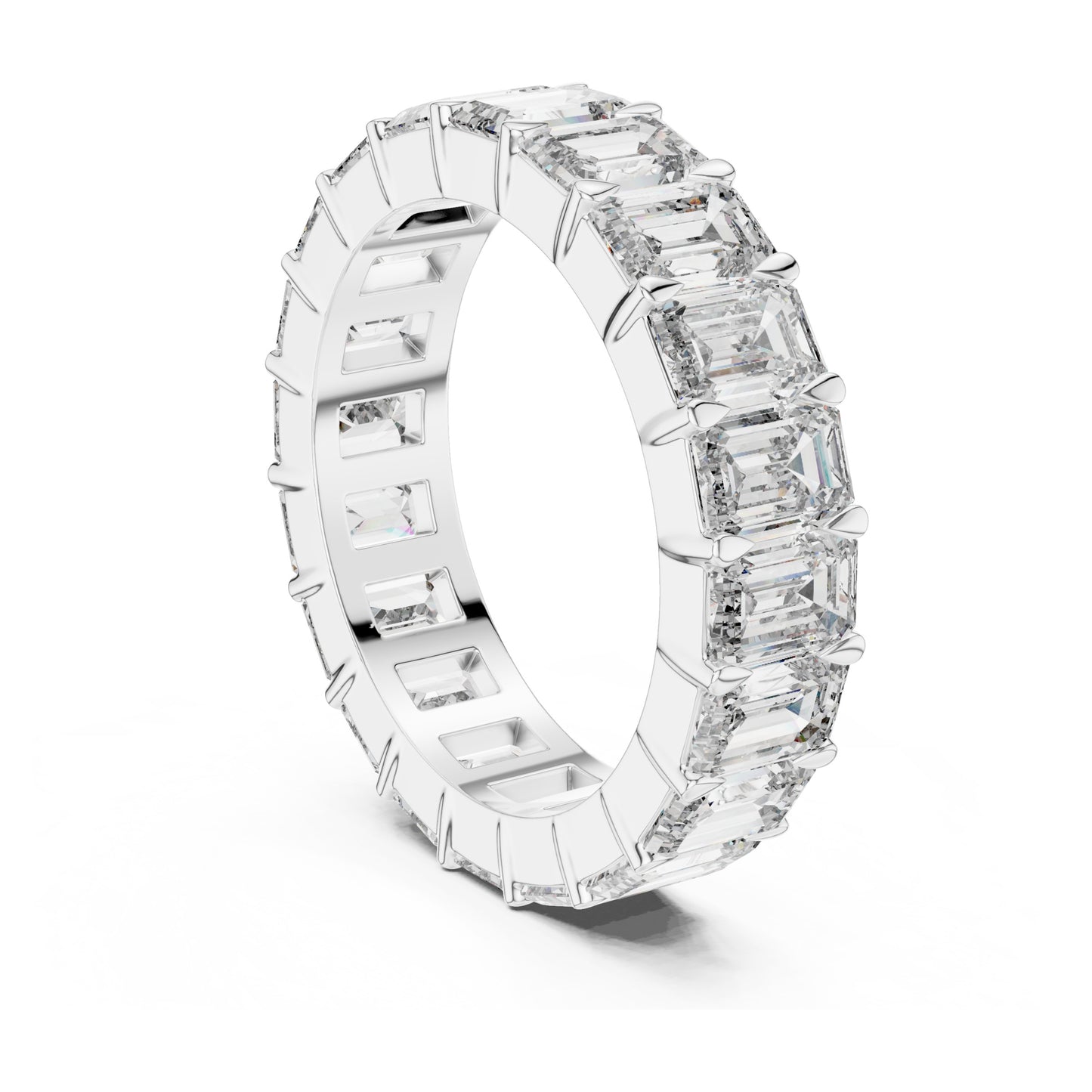 Aurora 6 Carat Emerald Lab Grown Diamond Emerald Cut Eternity Ring