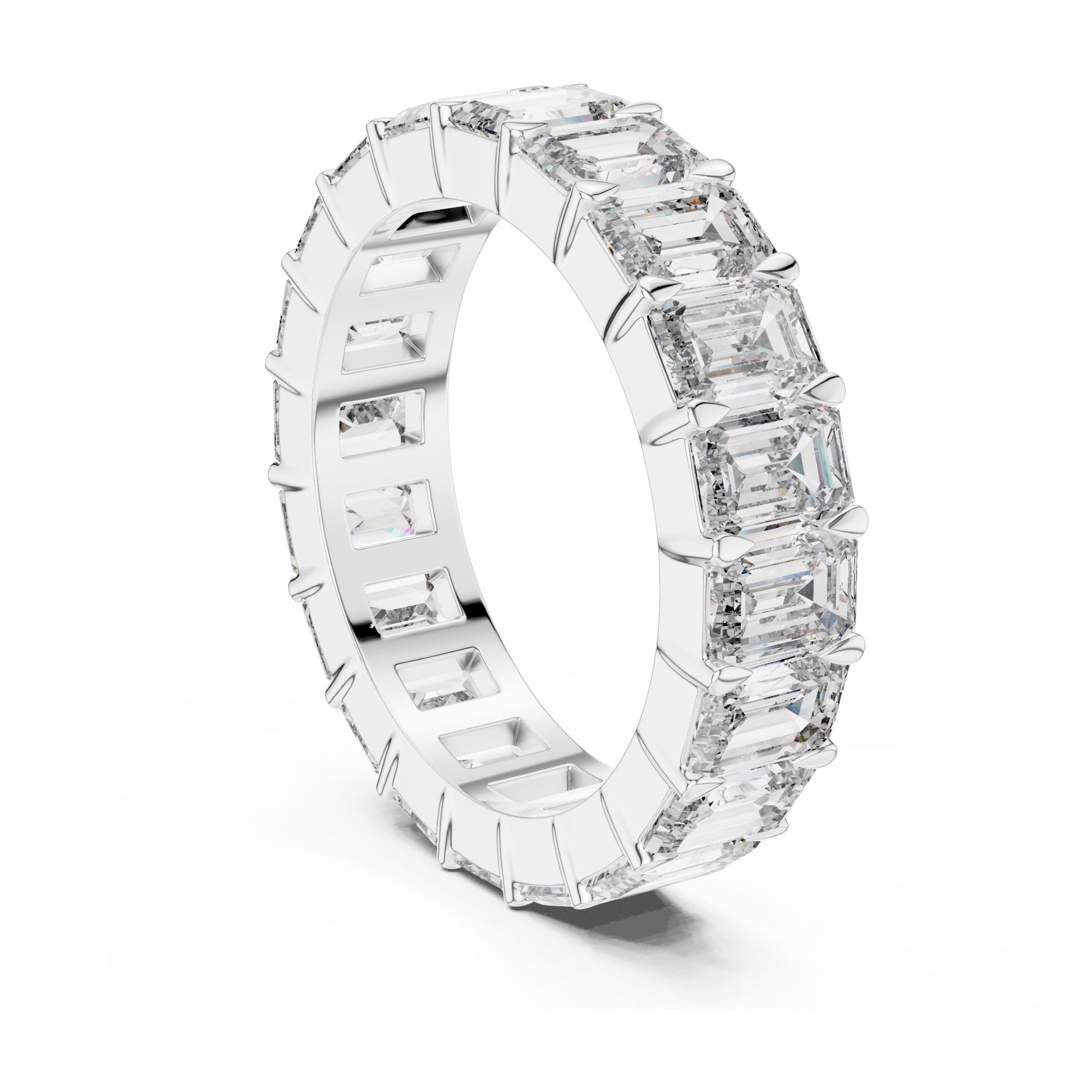Aurora 6 Carat Emerald Lab Grown Diamond Emerald Cut Eternity Ring