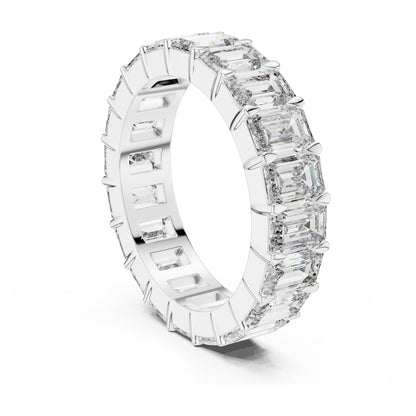 Aurora 6 Carat Emerald Lab Grown Diamond Emerald Cut Eternity Ring