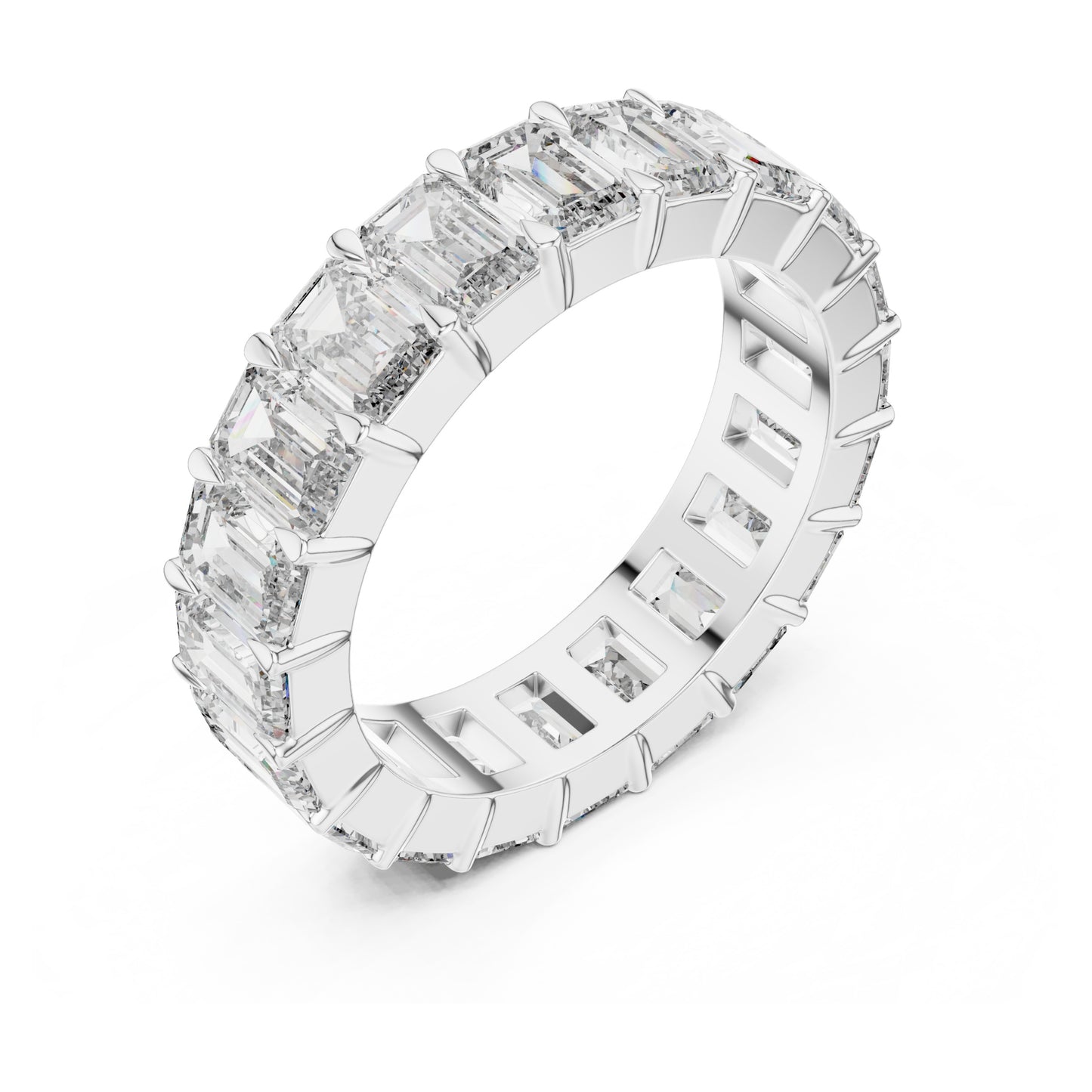 Aurora 6 Carat Emerald Lab Grown Diamond Emerald Cut Eternity Ring