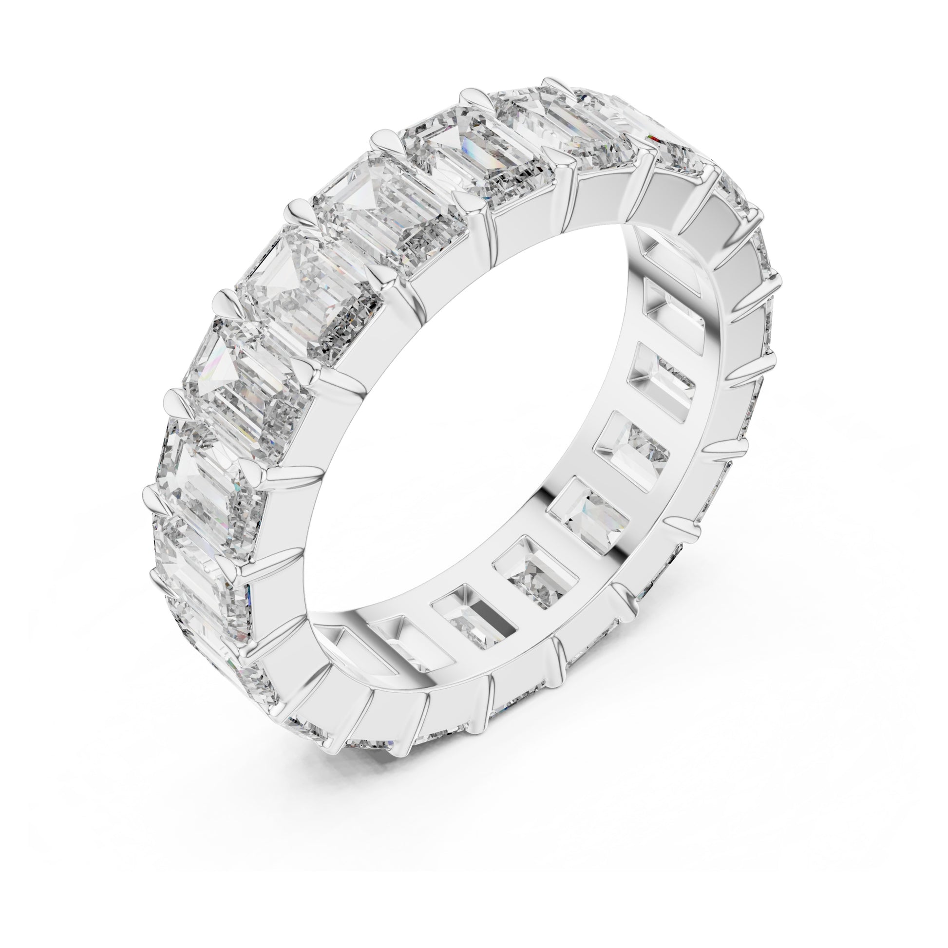 Aurora 6 Carat Emerald Lab Grown Diamond Emerald Cut Eternity Ring