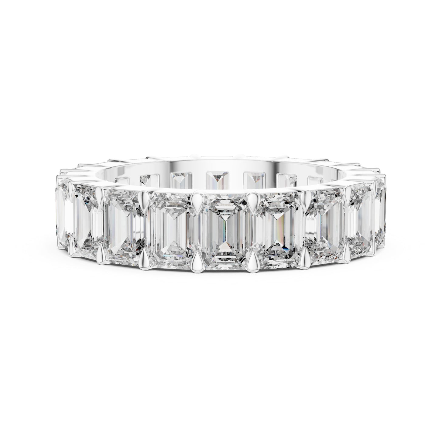 Aurora 6 Carat Emerald Lab Grown Diamond Emerald Cut Eternity Ring