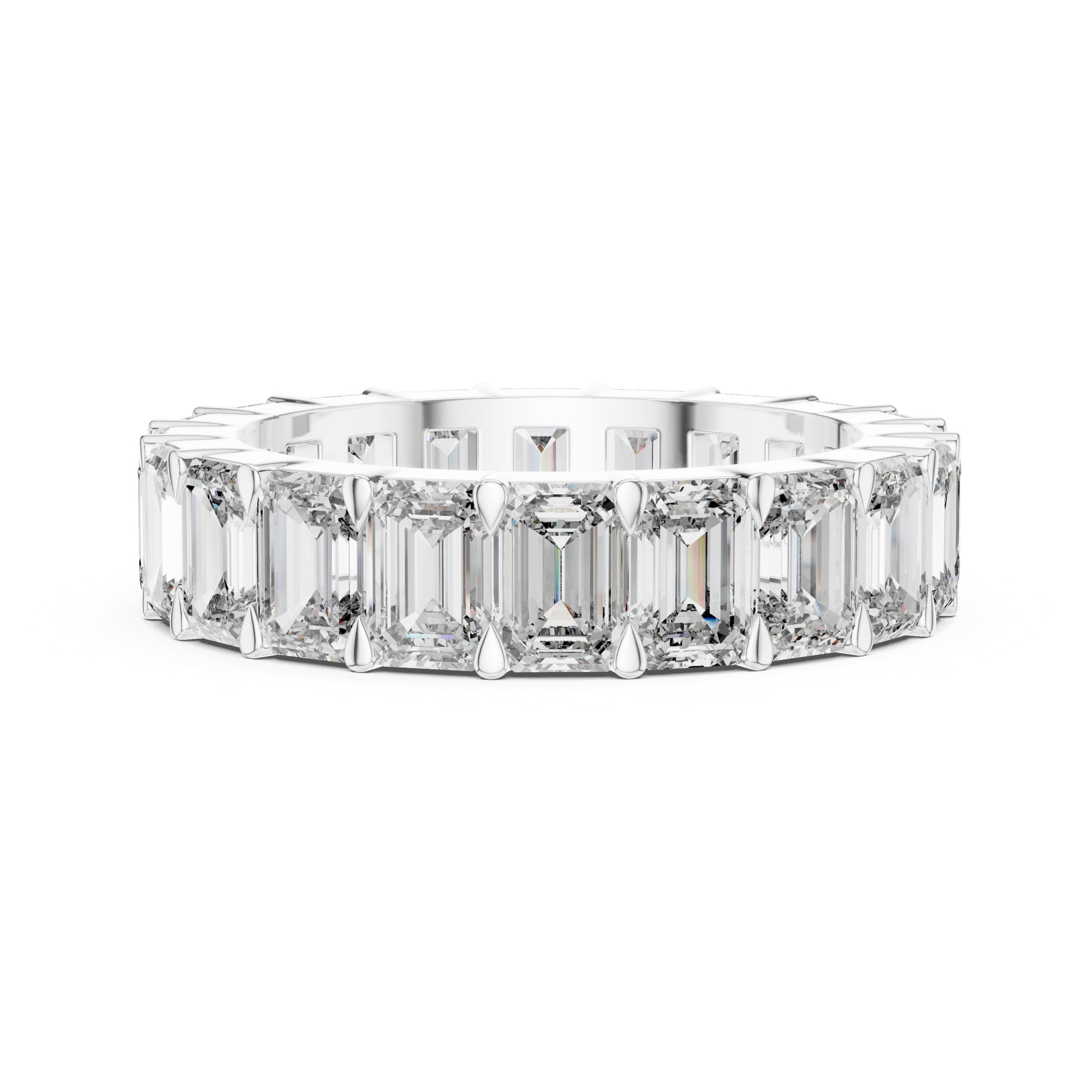 Aurora 6 Carat Emerald Lab Grown Diamond Emerald Cut Eternity Ring