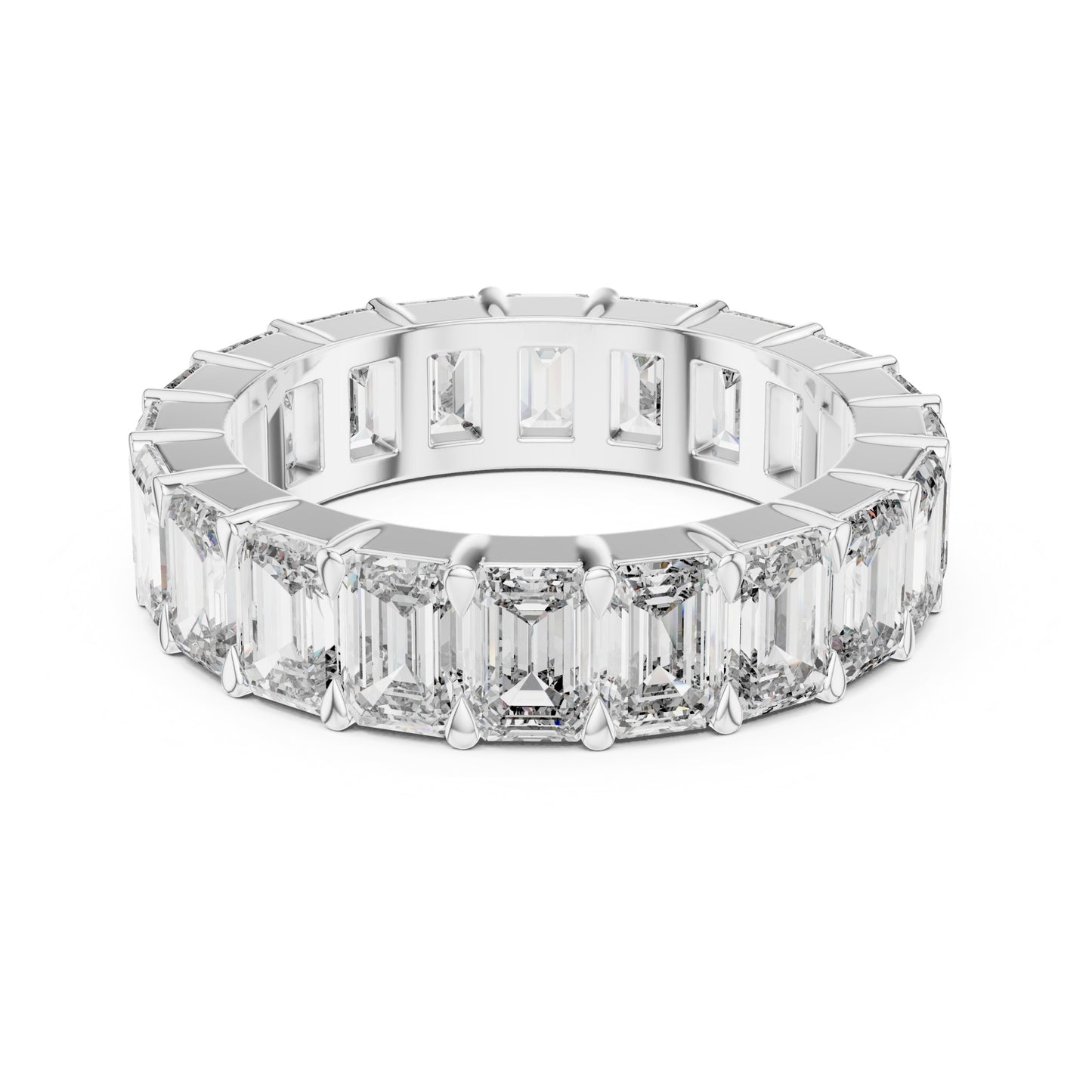 Aurora 6 Carat Emerald Lab Grown Diamond Emerald Cut Eternity Ring