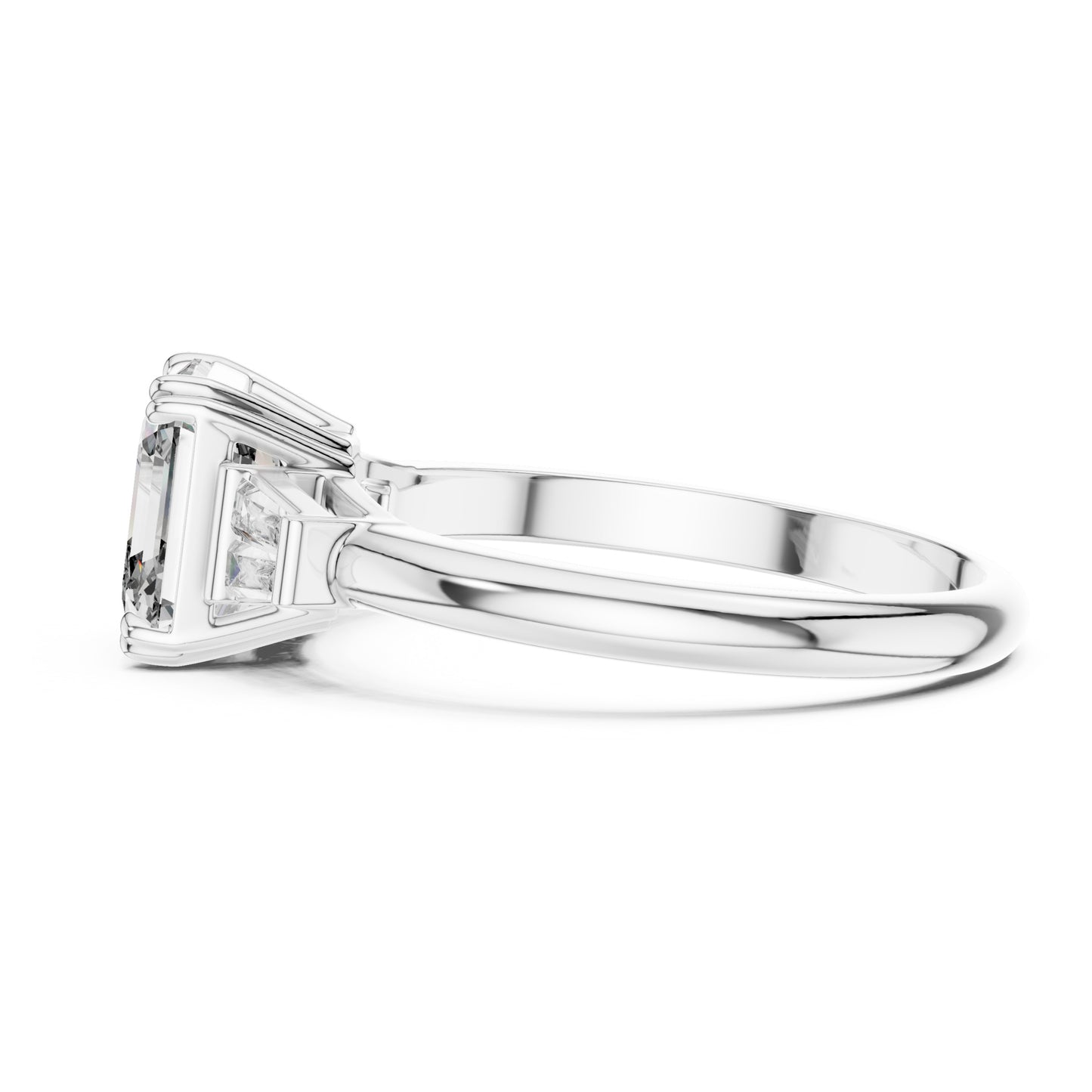 Vera 2 Carat Emerald Lab Grown Diamond Graduated Three Stone Ring