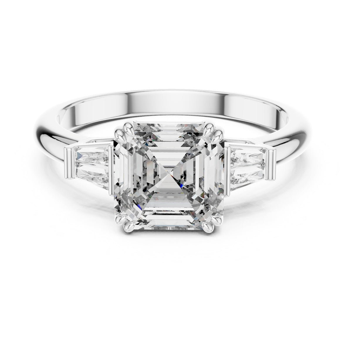 Vera 2 Carat Emerald Lab Grown Diamond Graduated Three Stone Ring