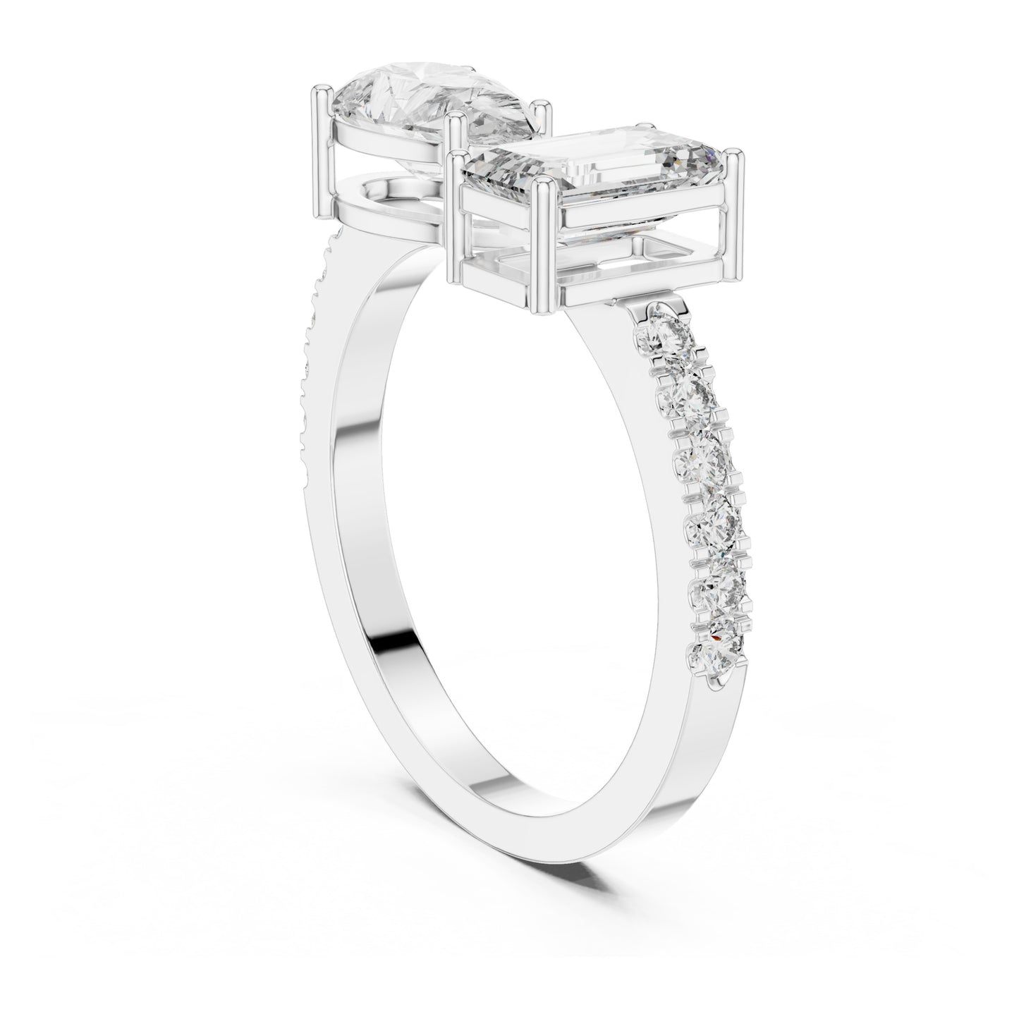 Vera 2 Carat Pear Lab Grown Diamond Toi et Moi Ring