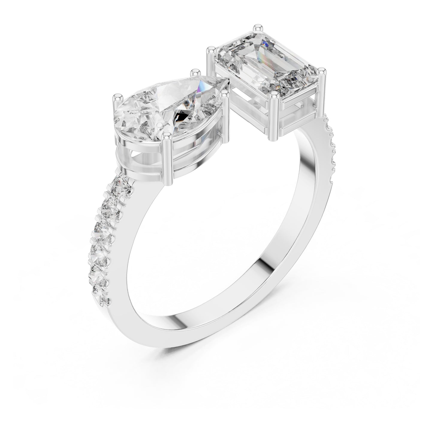 Vera 2 Carat Pear Lab Grown Diamond Toi et Moi Ring