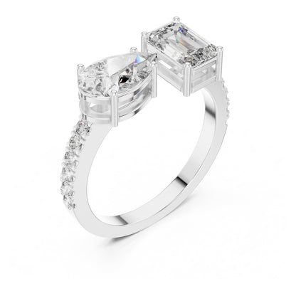 Vera 2 Carat Pear Lab Grown Diamond Toi et Moi Ring