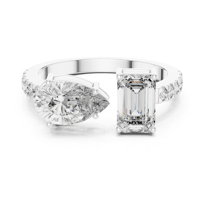 Vera 2 Carat Pear Lab Grown Diamond Toi et Moi Ring