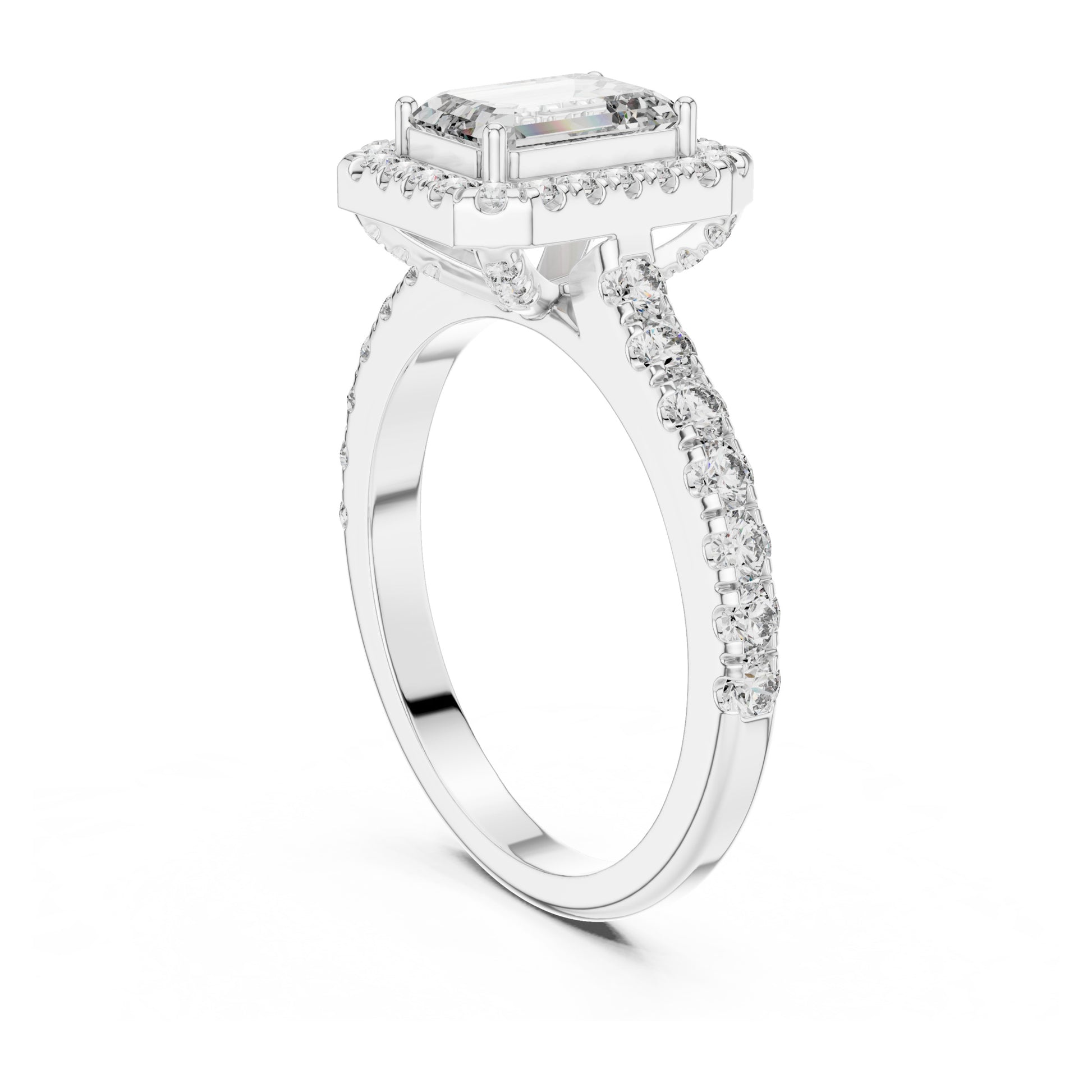 Celeste 1 Carat Emerald Lab Grown Diamond Halo Ring