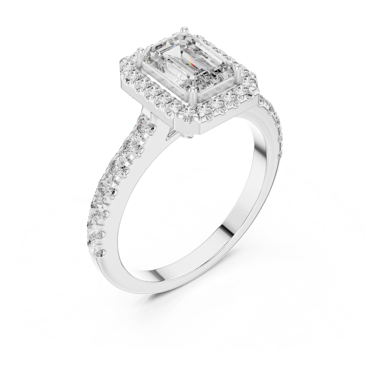 Celeste 1 Carat Emerald Lab Grown Diamond Halo Ring