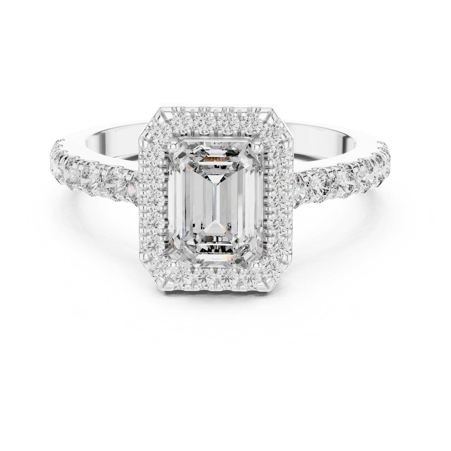 Celeste 1 Carat Emerald Lab Grown Diamond Halo Ring