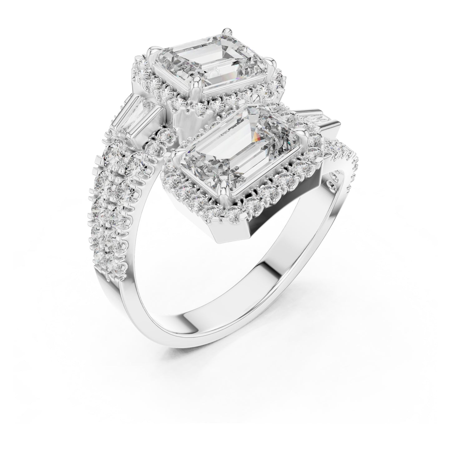 Vera 1 Carat Emerald Lab Grown Diamond Toi et Moi Ring