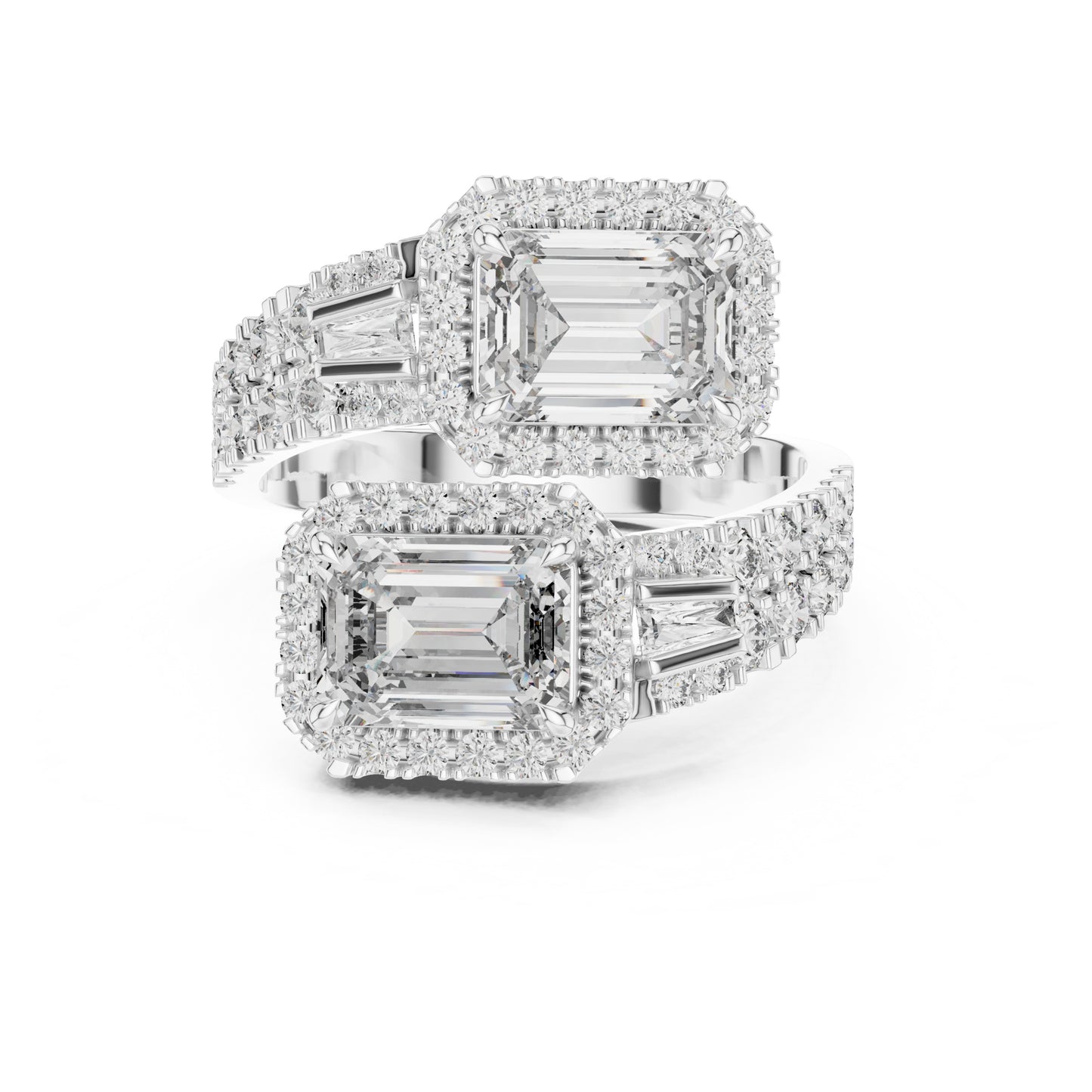 Vera 1 Carat Emerald Lab Grown Diamond Toi et Moi Ring