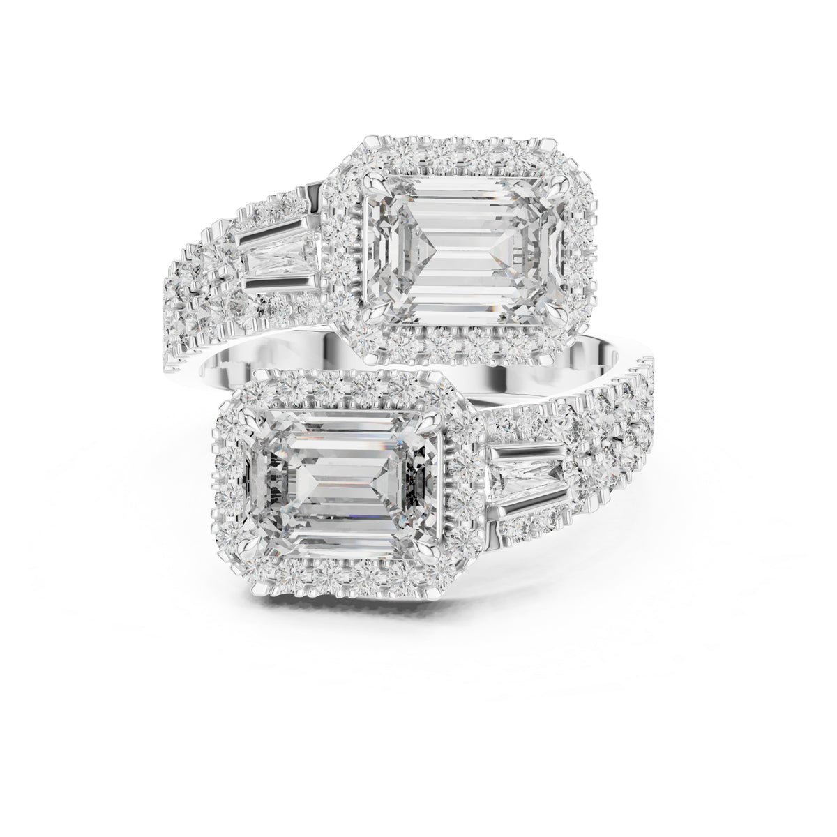 Vera 1 Carat Emerald Lab Grown Diamond Toi et Moi Ring