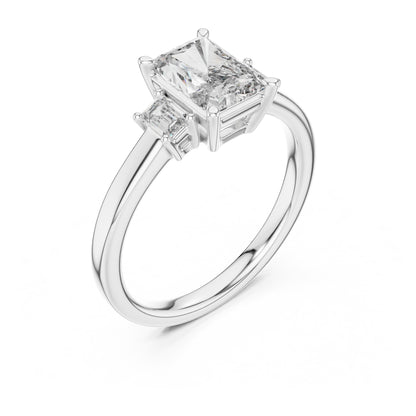 Vera 1.5 Carat Radiant Lab Grown Diamond Three Stone Ring