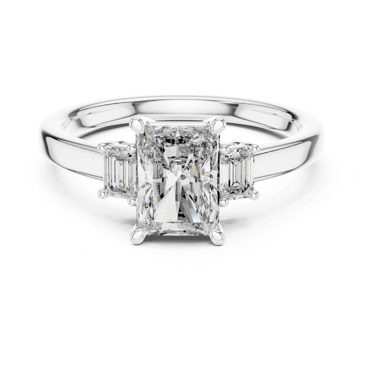 Vera 1.5 Carat Radiant Lab Grown Diamond Three Stone Ring