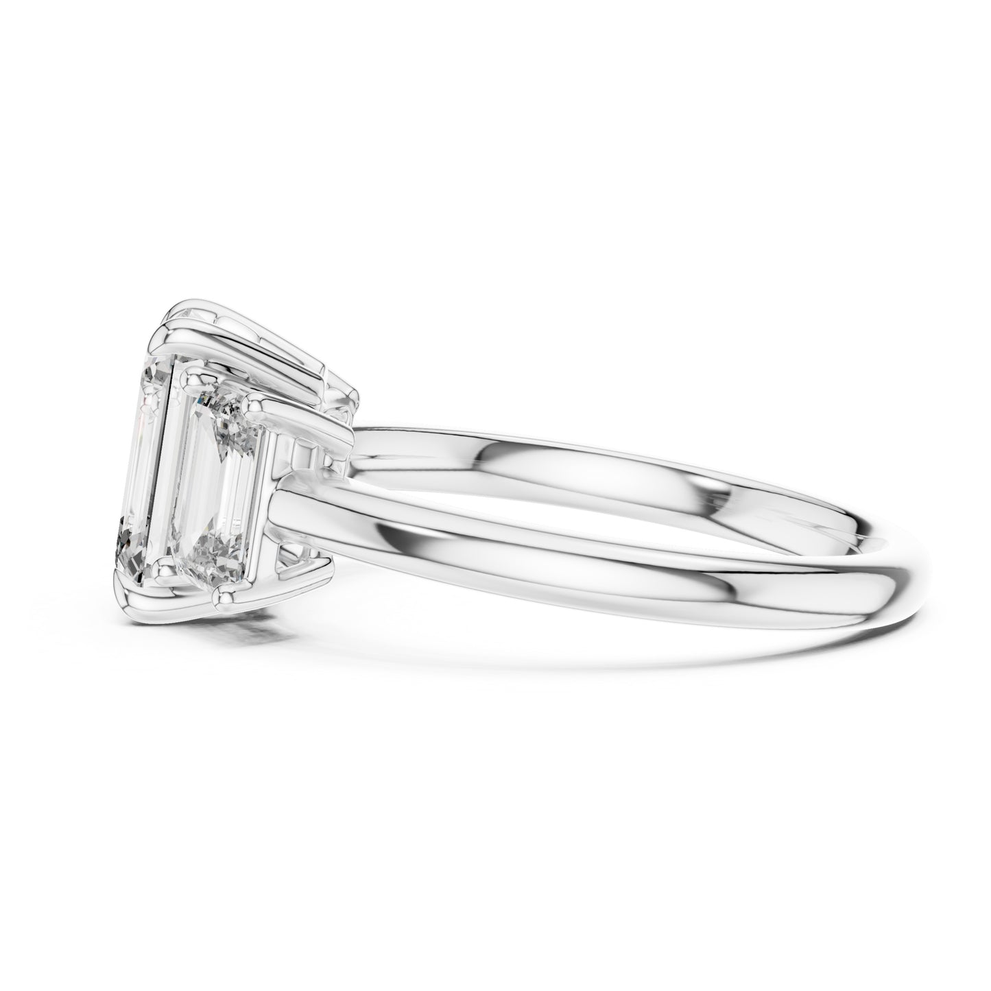 Vera 2 Carat Emerald Lab Grown Diamond Emerald Cut Three Stone Ring