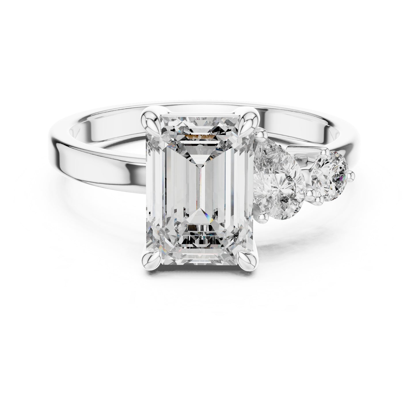 Vera 2 Carat Round Lab Grown Diamond Two Stone Three Stone Ring