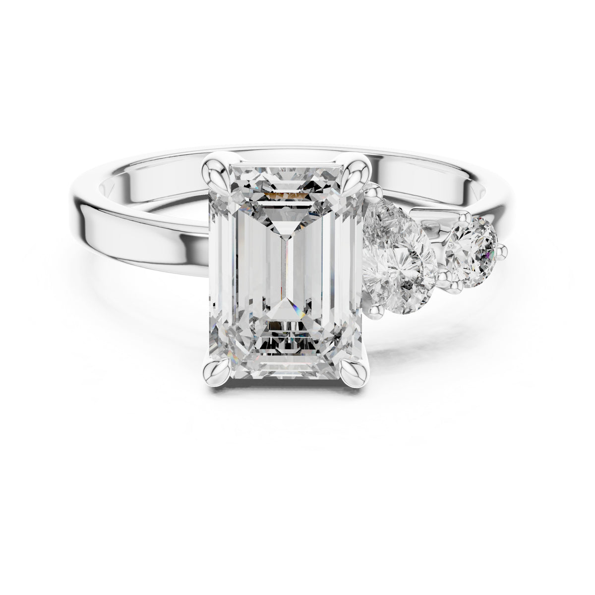 Vera 2 Carat Round Lab Grown Diamond Two Stone Three Stone Ring