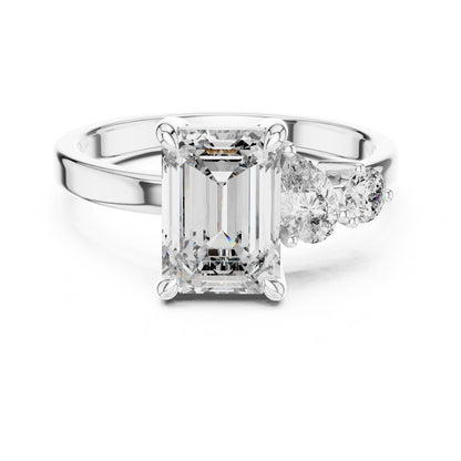 Vera 2 Carat Round Lab Grown Diamond Two Stone Three Stone Ring