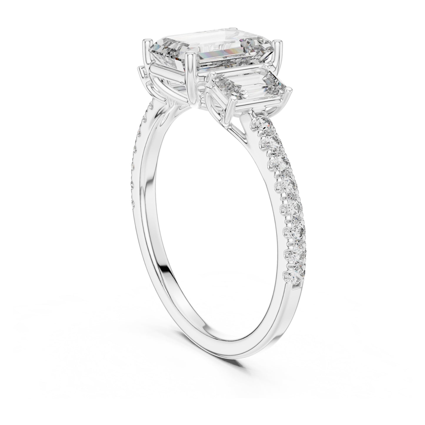 Vera 1.5 Carat Emerald Lab Grown Diamond Three Stone Ring