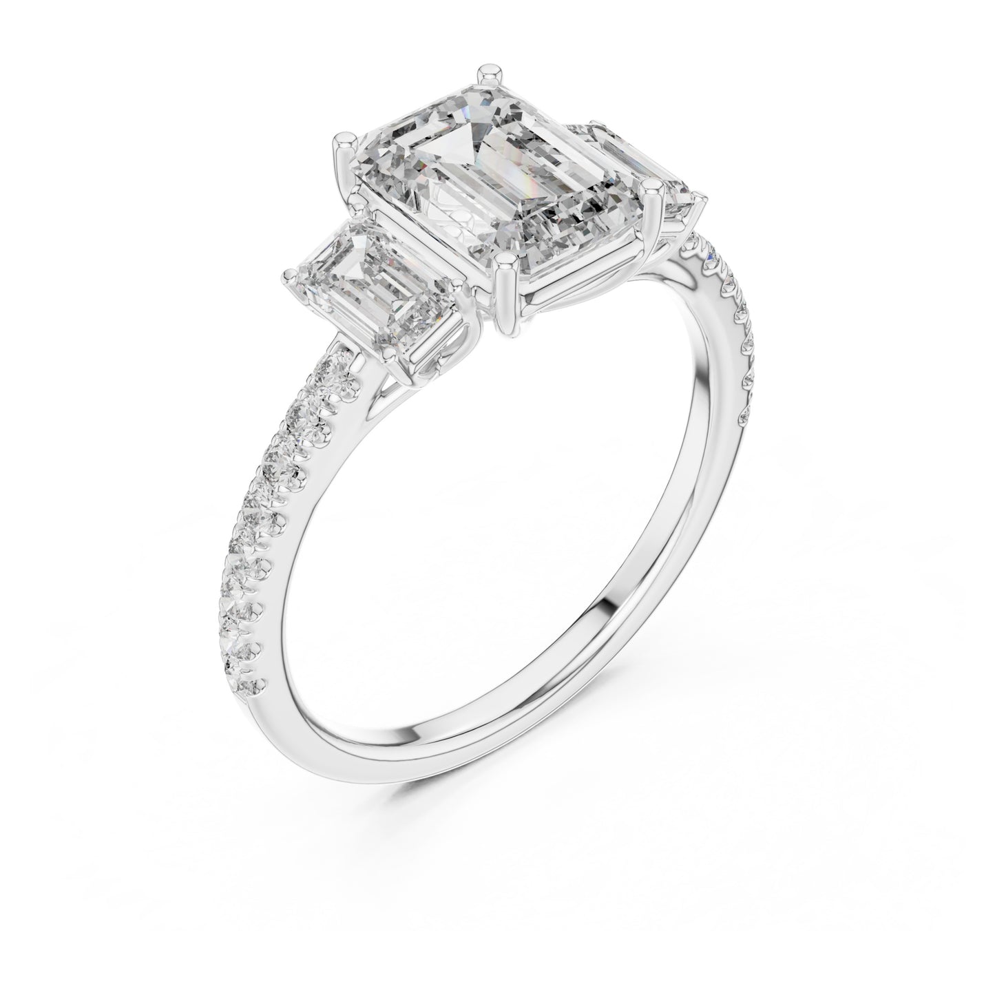 Vera 1.5 Carat Emerald Lab Grown Diamond Three Stone Ring