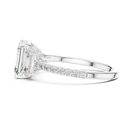 Vera 1.5 Carat Emerald Lab Grown Diamond Three Stone Ring
