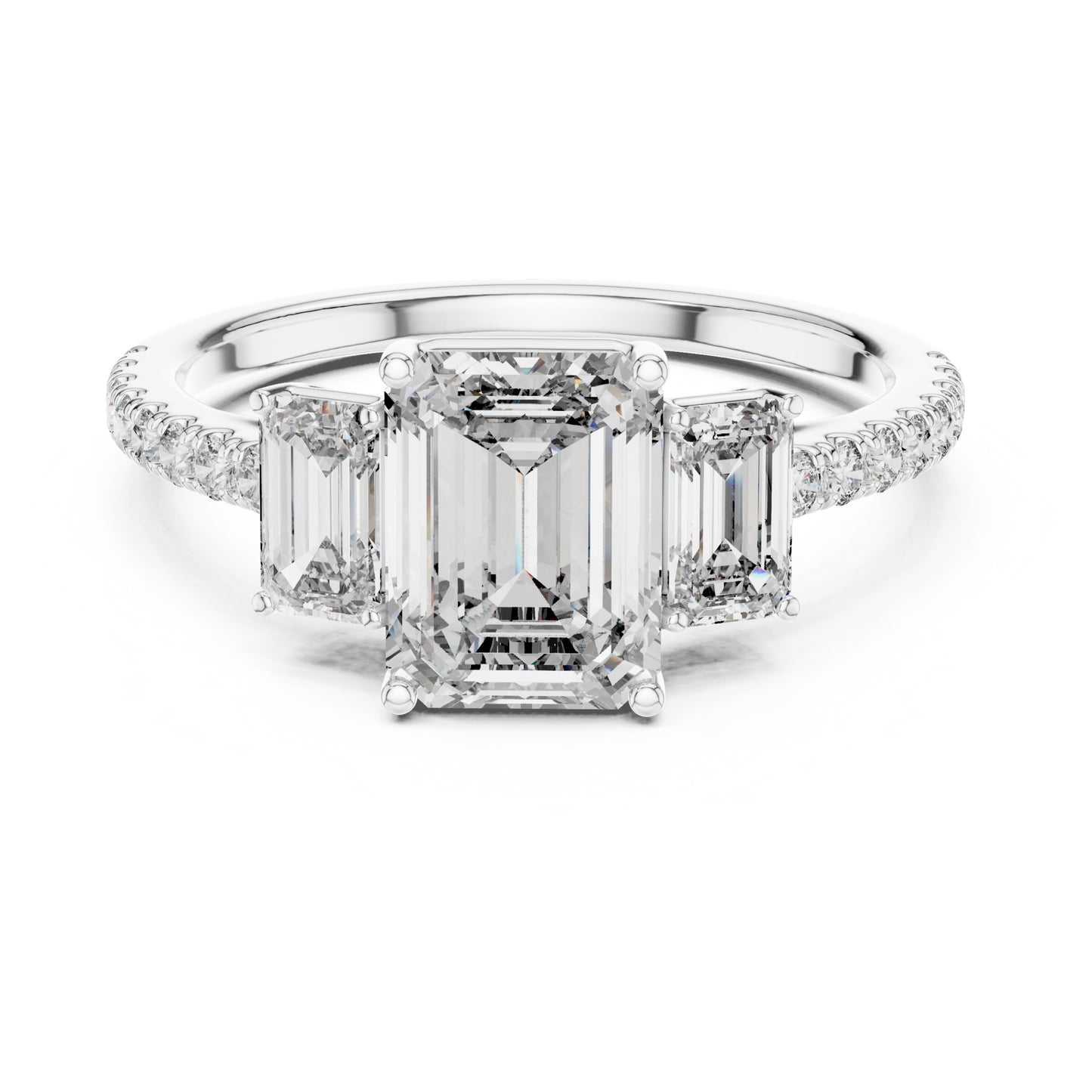 Vera 1.5 Carat Emerald Lab Grown Diamond Three Stone Ring