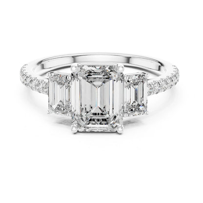 Vera 1.5 Carat Emerald Lab Grown Diamond Three Stone Ring