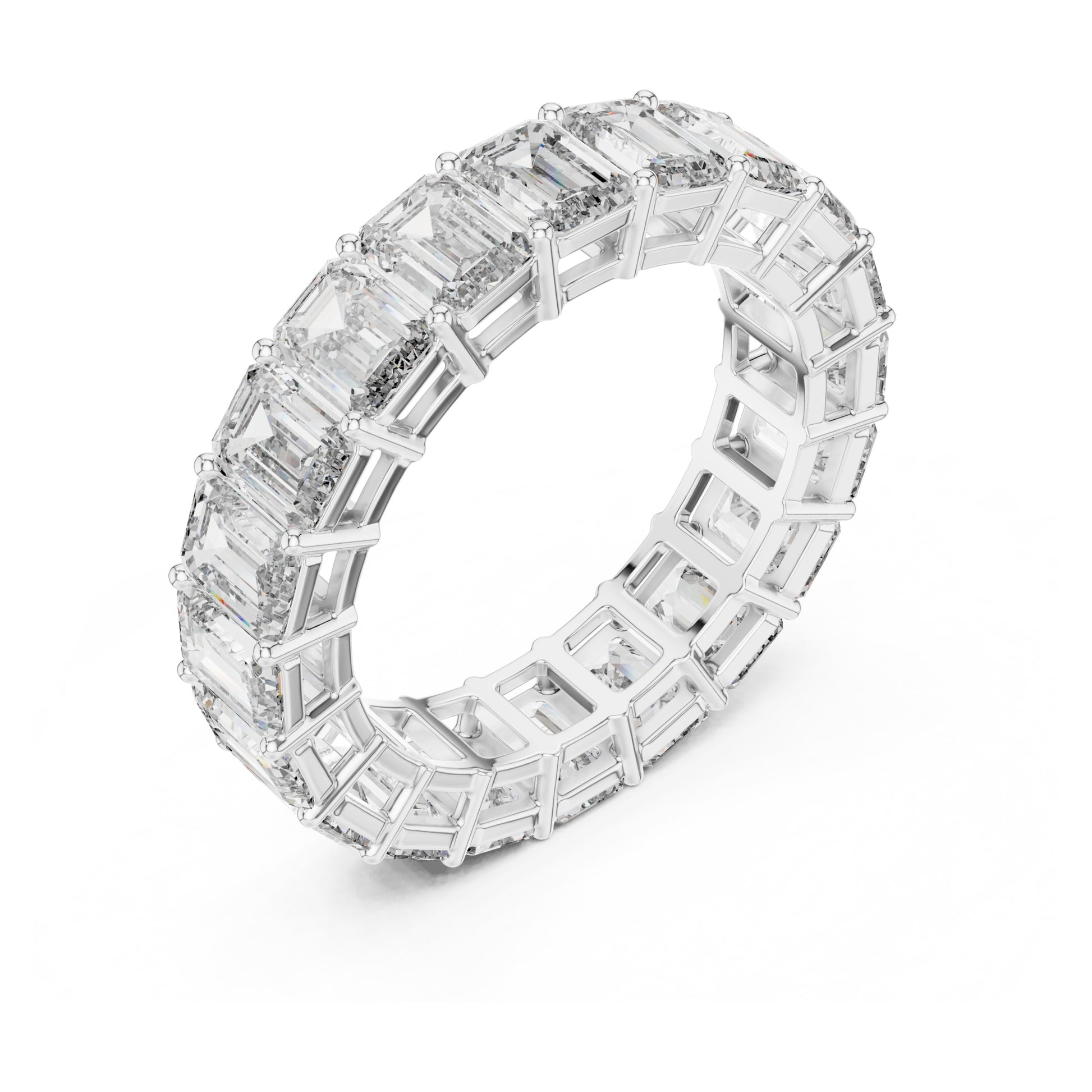 Aurora 6 Carat Emerald Lab Grown Diamond Collet Eternity Ring