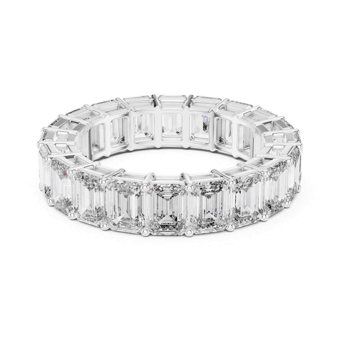 Aurora 6 Carat Emerald Lab Grown Diamond Collet Eternity Ring