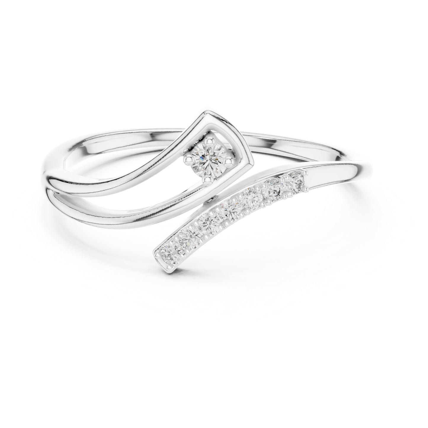 Flora Round Lab Grown Diamond Floral Open Ring