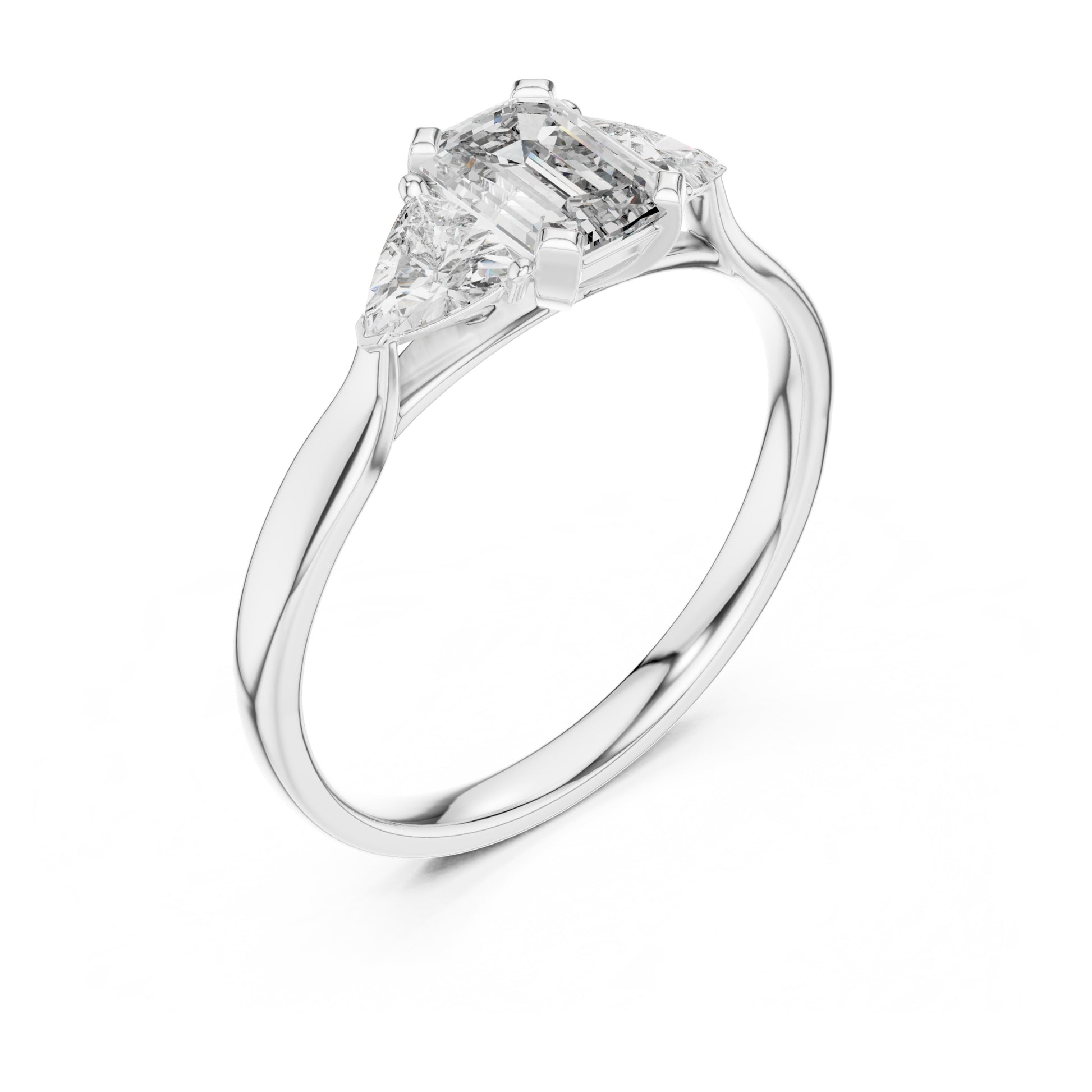 Vera 2 Carat Emerald Lab Grown Diamond Collet Three Stone Ring