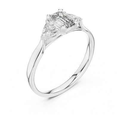 Vera 2 Carat Emerald Lab Grown Diamond Collet Three Stone Ring