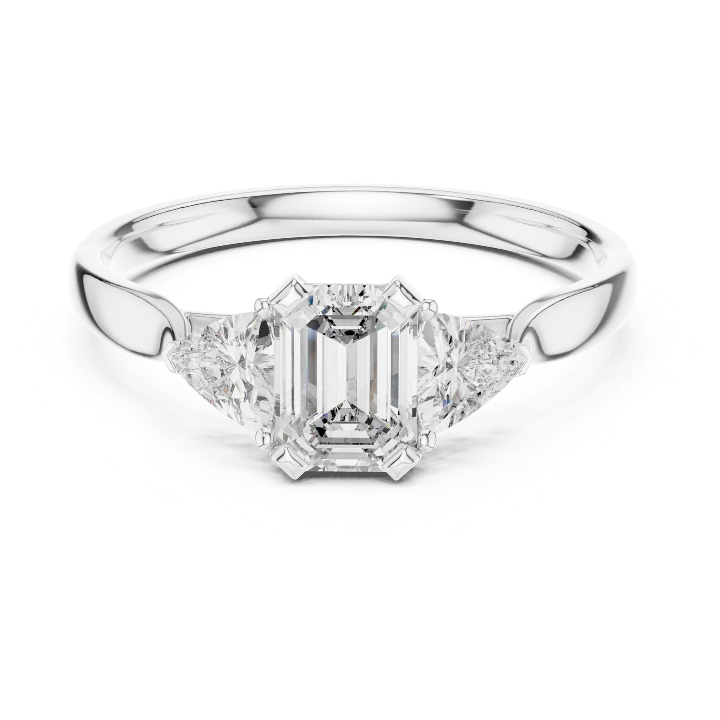 Vera 2 Carat Emerald Lab Grown Diamond Collet Three Stone Ring