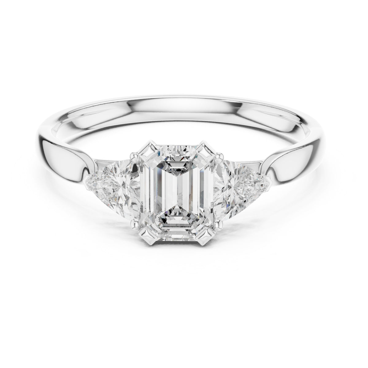Vera 2 Carat Emerald Lab Grown Diamond Collet Three Stone Ring
