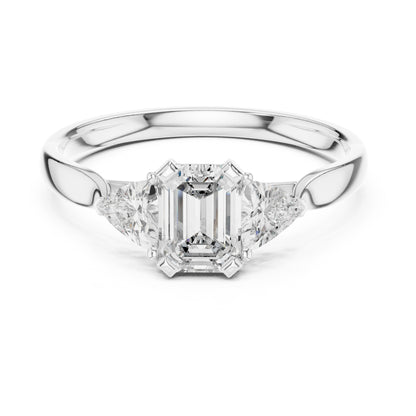 Vera 2 Carat Emerald Lab Grown Diamond Collet Three Stone Ring