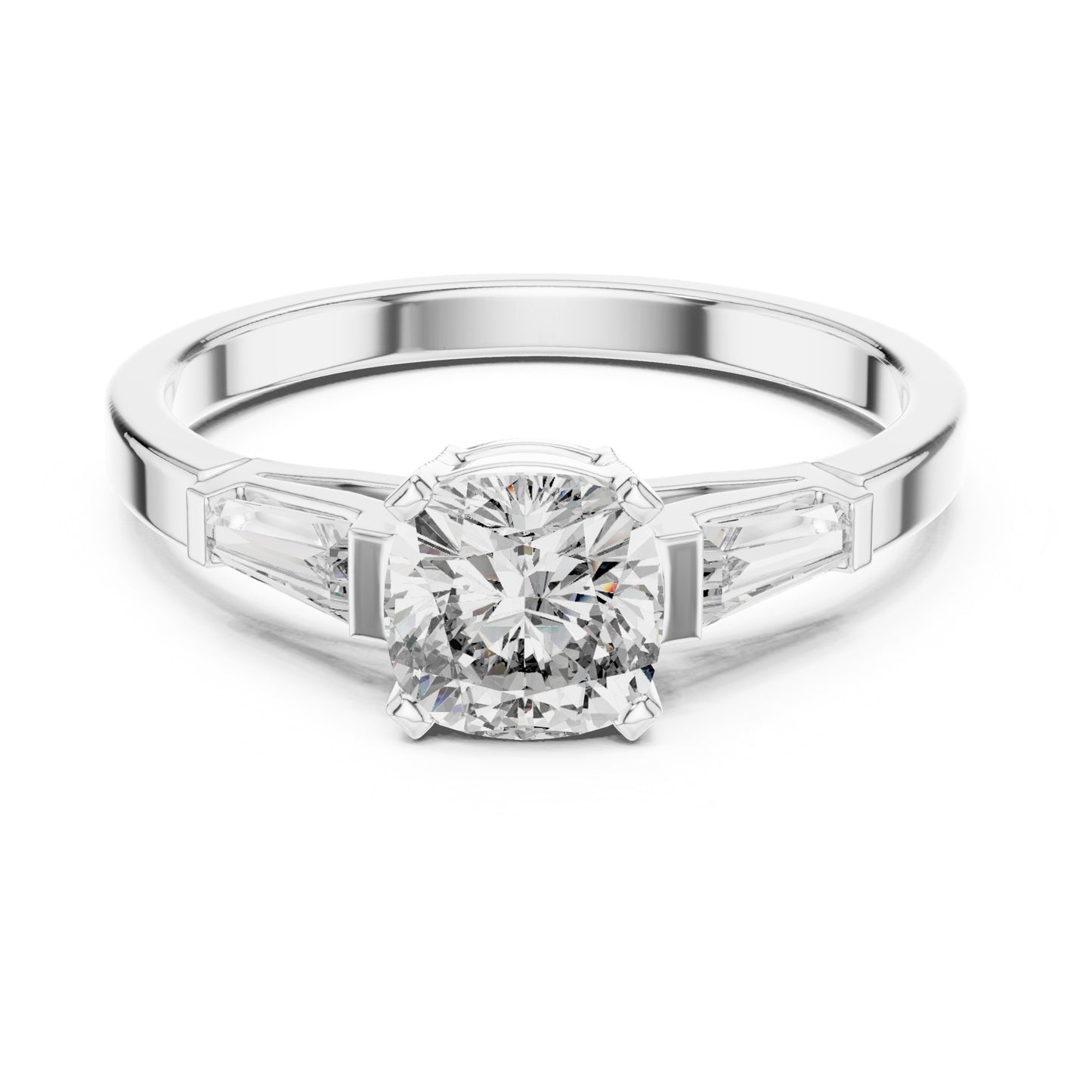 Vera 2 Carat Cushion Lab Grown Diamond Three Stone Ring