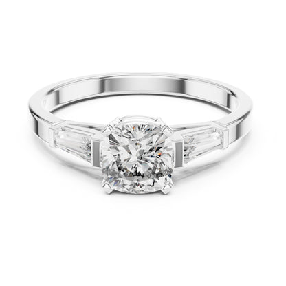 Vera 2 Carat Cushion Lab Grown Diamond Three Stone Ring