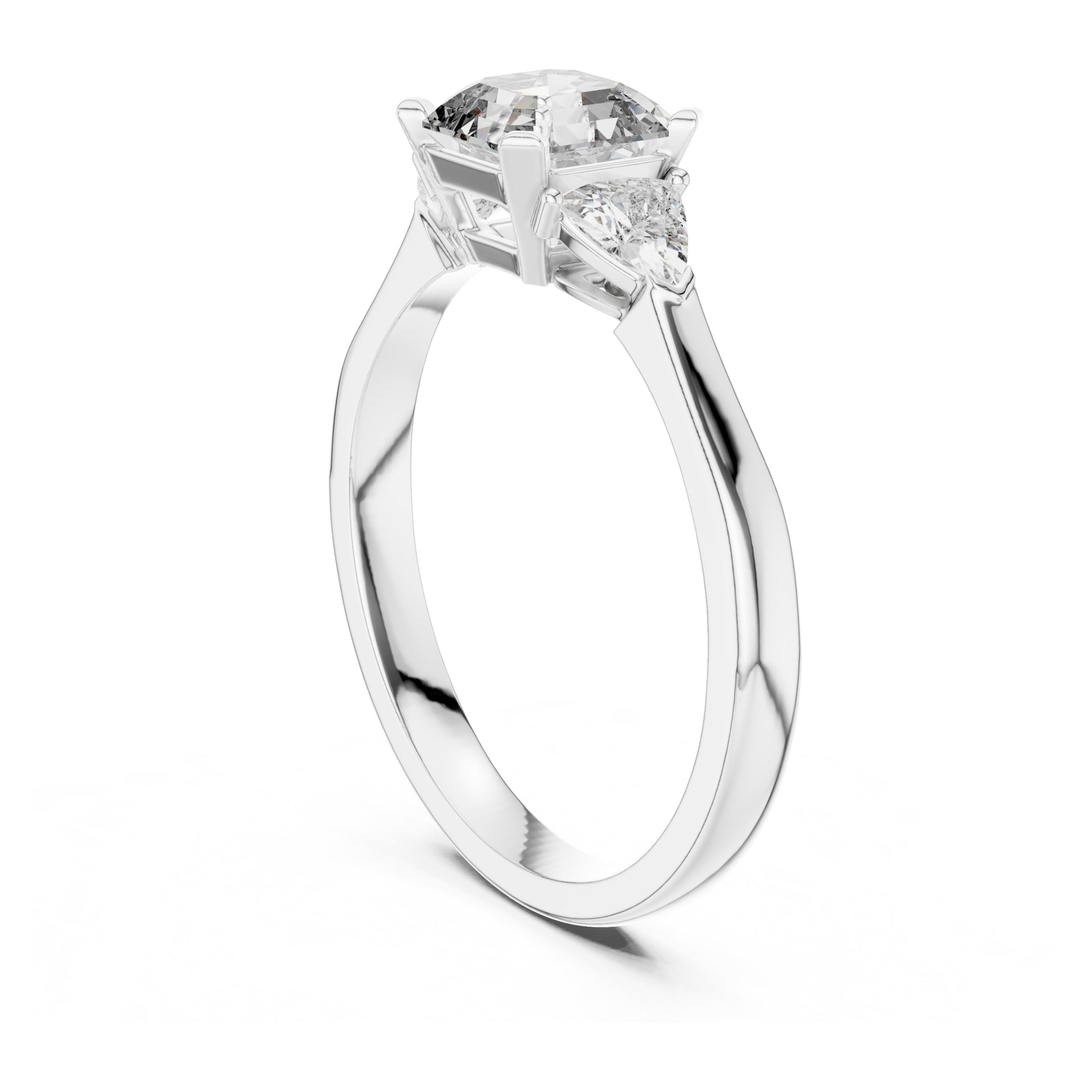 Vera 2 Carat Emerald Lab Grown Diamond Trillion Accent Three Stone Ring