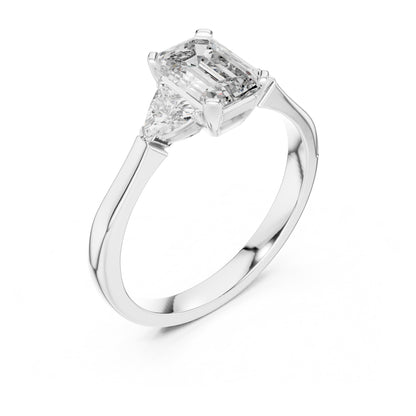 Vera 1 Carat Emerald Lab Grown Diamond Collet Three Stone Ring